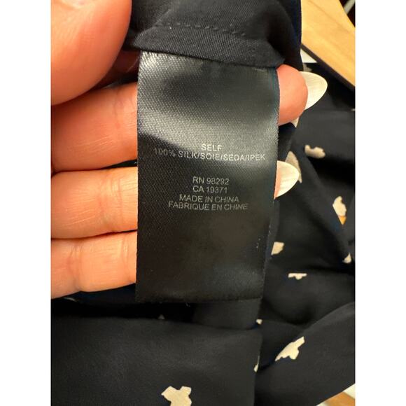 Tibi Women's Size 2 Wrap Top Silk Blouse Black Geometric Print Quiet Luxury - Picture 6 of 6